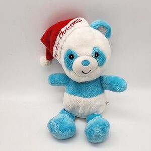 Walmart My 1st Christmas Panda Bear Plush 9" Santa Hat Blue Stuffed Baby Lovey